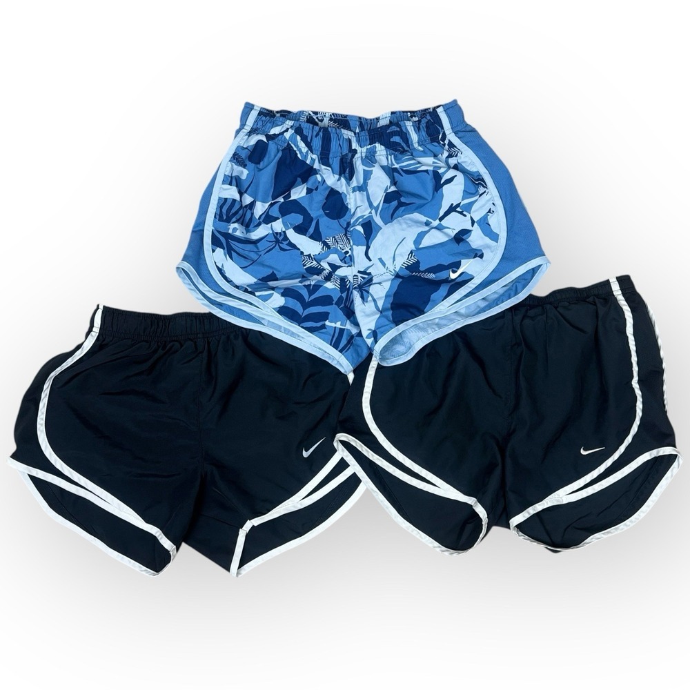 Nike Tempo Dri Fit Running Shorts Lot Of 3 Women XS Blue Floral Black White Trim